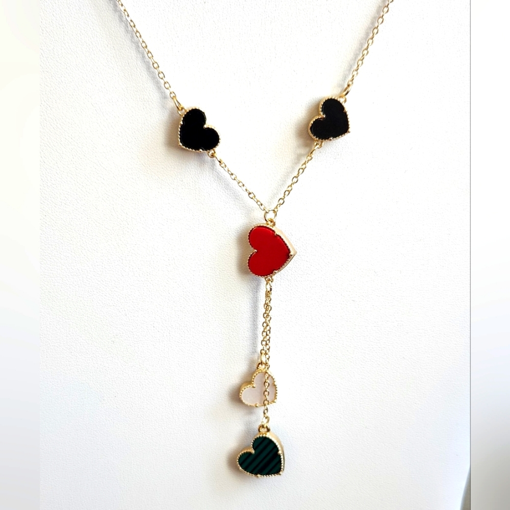 vca heart multicolor long necklace *new
